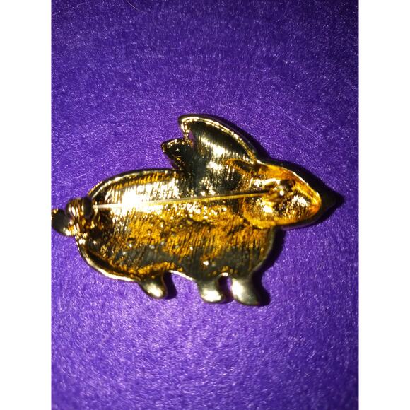 Vintage Bunny Rabbit with Rhinestones and a red eye Brooch - Picture 2 of 2